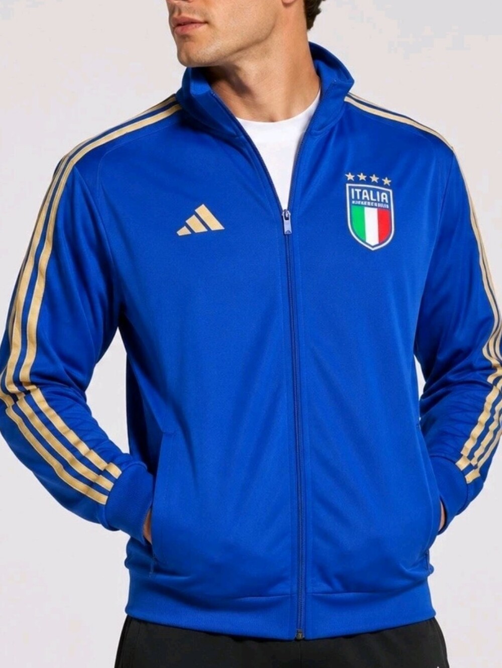 Adidas Italy FIGC DNA Track Jacket Blue Gold Full Zip Soccer Mens Multiple Sizes